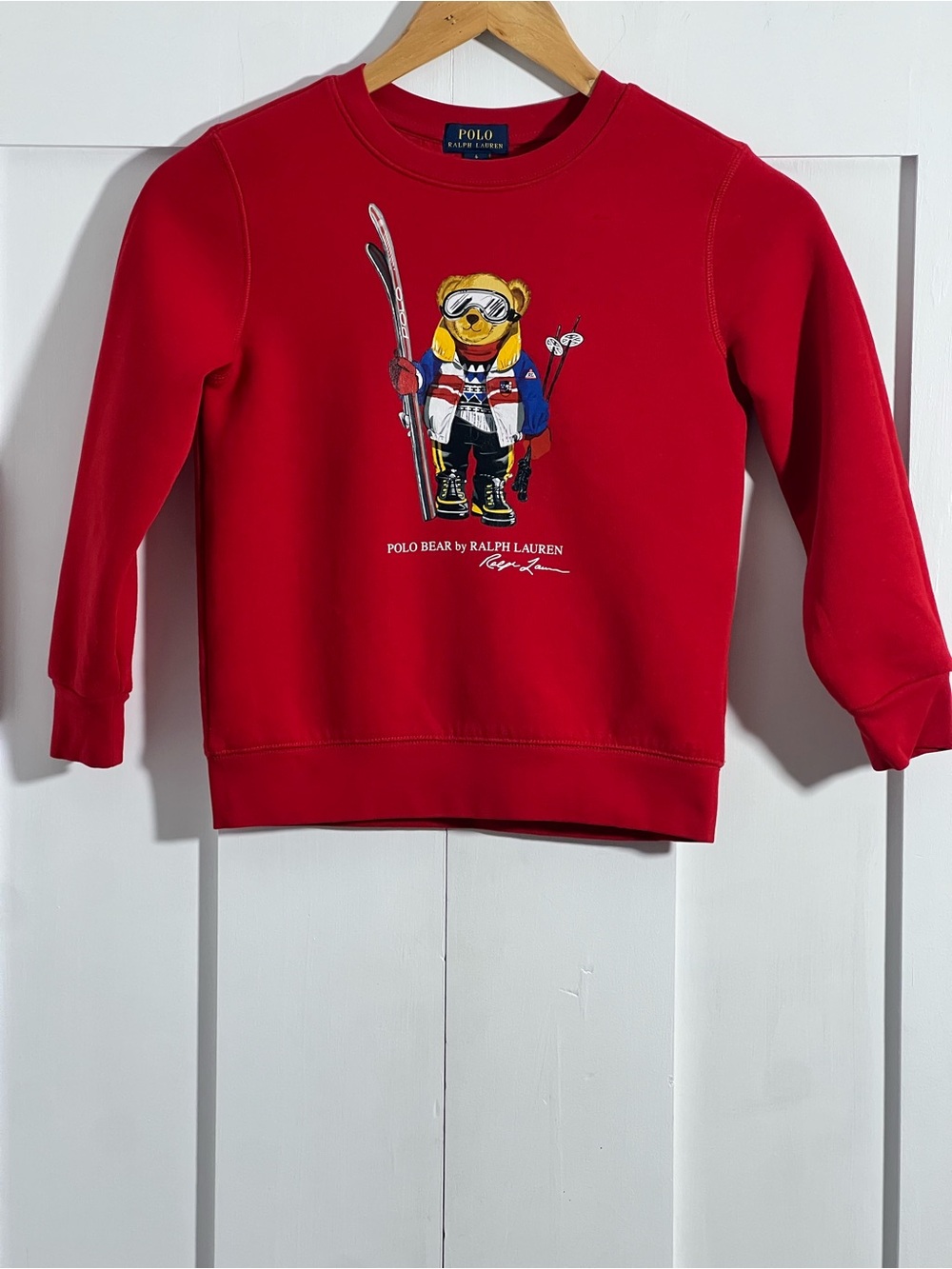 Polo Ralph Lauren Polo Bear Ski Sweatshirt Red Kids Size 6